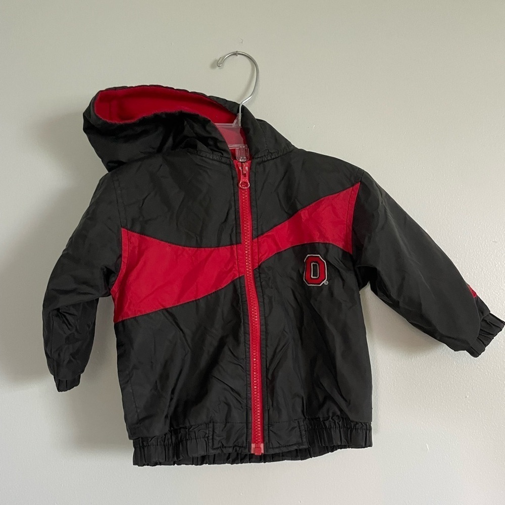 Ohio State Buckeyes embroidered Kids Black and Red Puffer vintage starter Jacket